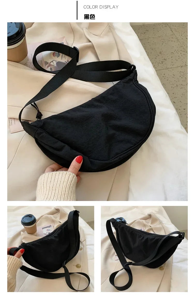 Casual Nylon Hobo Crossbody Bag for Women – Shoulder, Half Moon, Tote Travel Shopper & Purses
