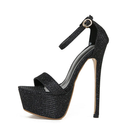 Liyke Women’s Sequined Platform Sandals – Sexy Open Toe Party & Pole Dance Heels, Size 34-46