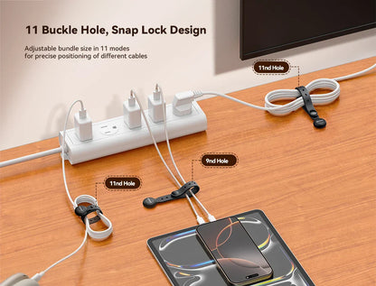 Joyroom Magnetic Cable Management Ties – 12/6PCS Adjustable Wire Organizer with Hook & Loop Straps for Home