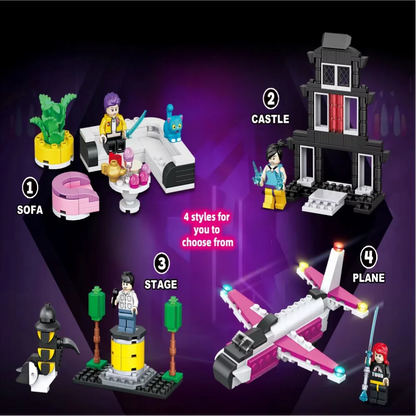 MOC K-Style Fantasy Squad Building Blocks Set – DIY Action Figure Model Kit with Display Base for Collectors & Desktop Decor