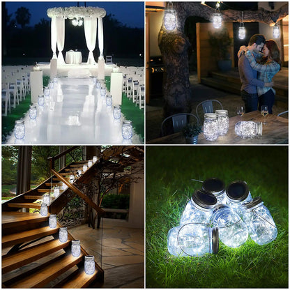 Mason Jar Solar Bottle Lights – LED String Fairy Lights, Waterproof Hanging Lantern for Garden & Wedding Decorations