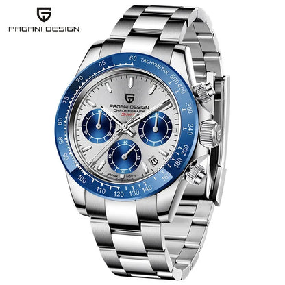 40mm PAGANI DESIGN V2 Men’s Quartz Watch – Sapphire Retro Chronograph Stainless Steel Waterproof