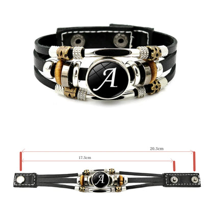Retro A-Z Initial Alphabet Bracelet – Adjustable Leather & Handmade Rope Bangle for Men & Boys, Perfect Gift Jewelry
