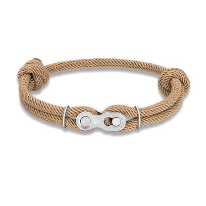 MKENDN Men’s Punk Bicycle Chain Rope Bracelet — Adjustable Nautical / Mountain Bike Magic Buckle