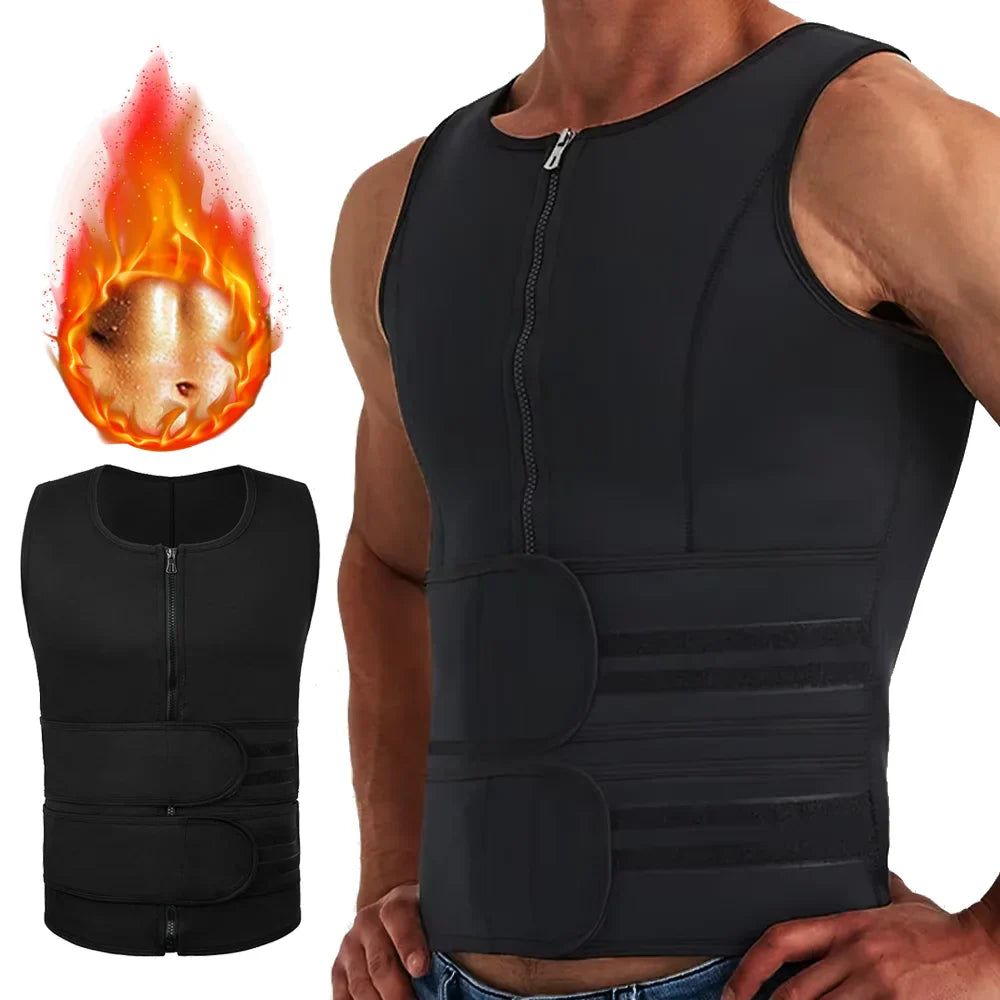 Men’s Body Shaper Waist Trainer Vest – Slimming Sauna Sweat Compression Undershirt, Fat-Burning Workout Shapewear Tank Top