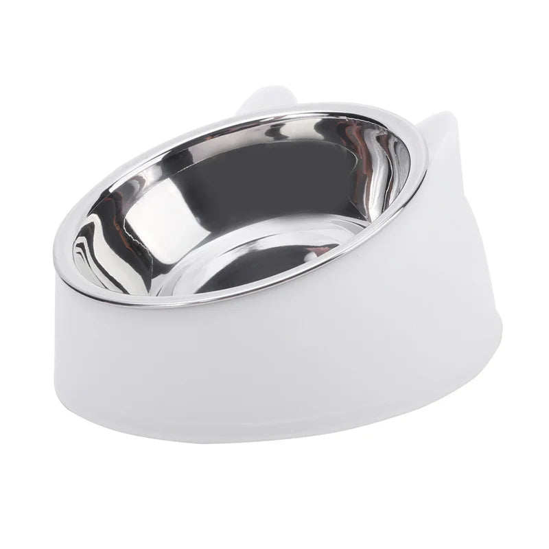Inclined Cat & Dog Feeding Bowl – Stainless Steel Pet Food and Water Feeder