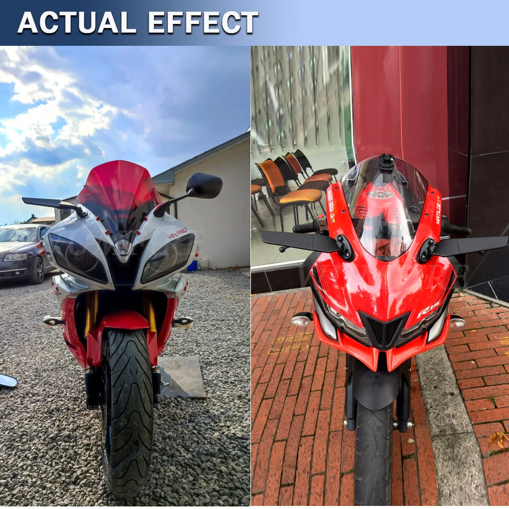 Modified Motorcycle Mirrors for Kawasaki Ninja - Adjustable Rotating Rearview Wind Swivel Wing Side Mirror, Fits 250/300/400/650 H2 H4