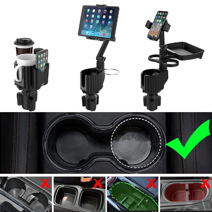 5 in 1 Car Tablet Stand Cup Holder Expander - Multifunctional Adjustable Bracket for Drinking Bottle and Mobile Phone