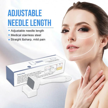 140A Derma Stamp Microneedling Face Roller – Adjustable Titanium Needle for Skincare, Beard Growth & Scalp Hair Treatment