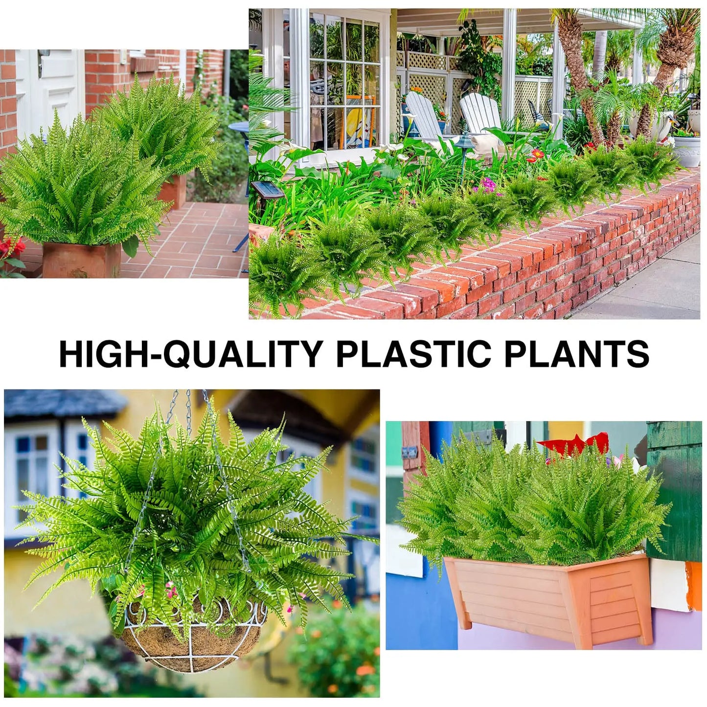 4–20 Pack Artificial Boston Fern Plants - UV-Resistant Faux Greenery for Home, Garden & Outdoor Decor