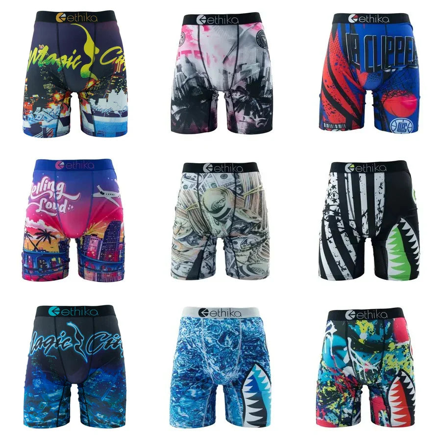 ETHIKA Men’s Boxer Shorts – Breathable Sexy Trunks Underwear, Quick-Dry Swim Underpants, Plus Size S–3XL Comfortable Men’s Boxers
