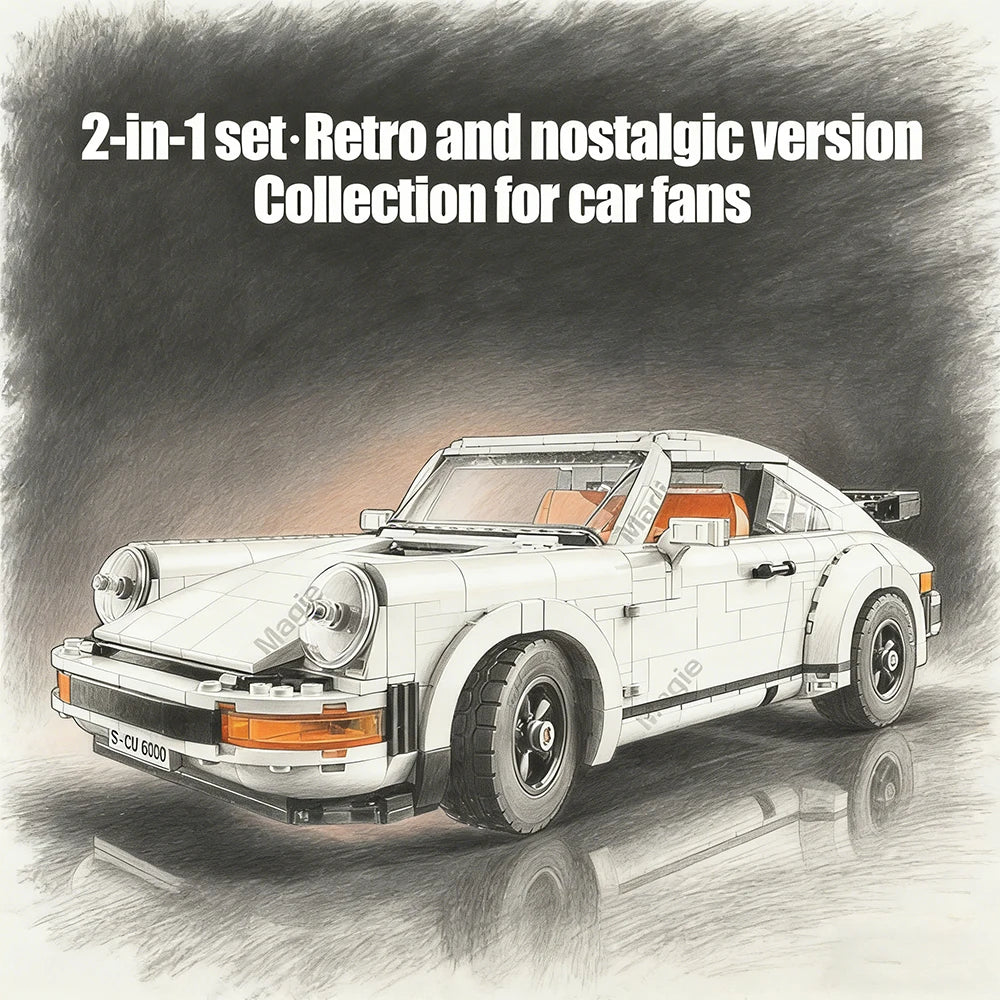 Classic Sports Car 1458PCS Mechanical Building Blocks – Retro Car Model Educational Toy for Kids, Birthday Gift