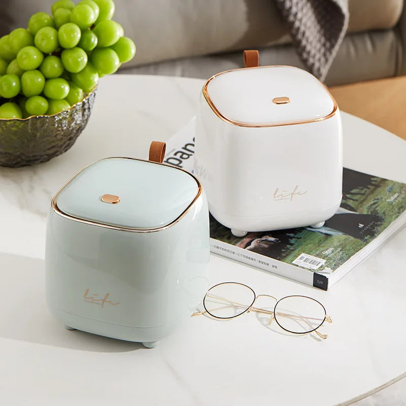Light Luxury Double-Layer Pressing Desktop Trash Can - Stylish Coffee Table Bomb Cover with Small Storage Bucket - New Arrival