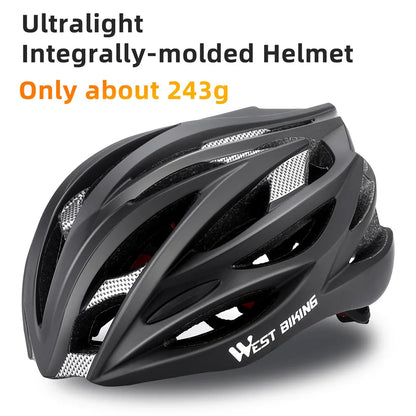 WEST BIKING Ultralight Cycling Helmet - Integrally Molded MTB & Road Bike Racing Helmet for Men & Women, Bicycle Safety Cap