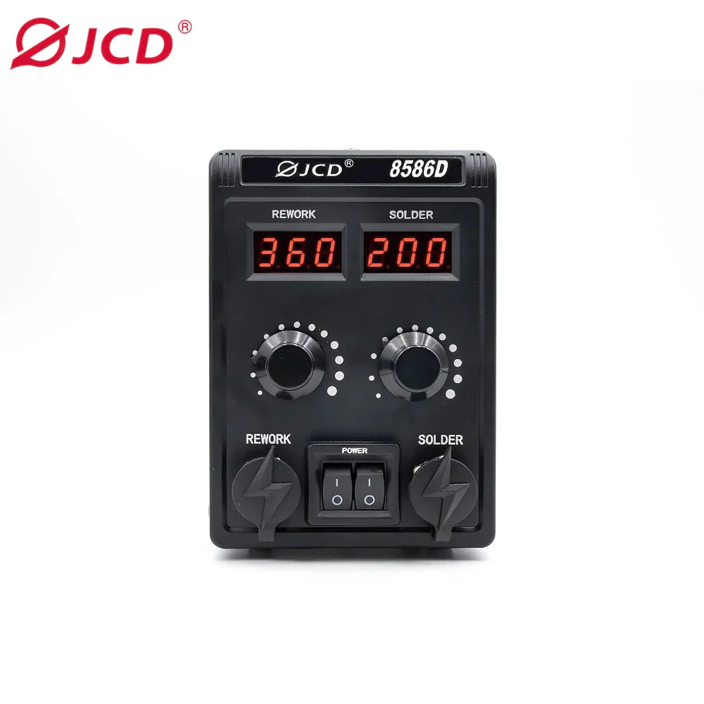 JCD 8586D 2-in-1 750W Soldering Station with Hot Air Gun – LCD Digital Display Electric Soldering Iron for SMD Welding & Rework