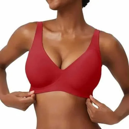 Women’s Pink Leopard Print Bra – Seamless Wire-Free Full Cup Underwear, Soft Support, Breathable Deep V Design