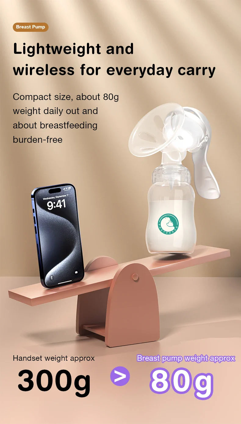 Manual Breast Pump — Baby Nipple Milk Suction Bottle for Feeding & Postpartum Care