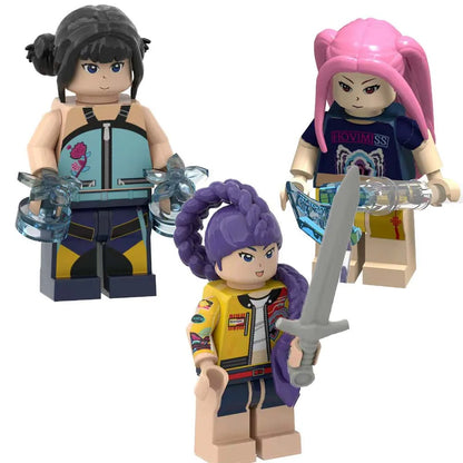 WM6228 K-Pop Demon Hunters Mini Building Blocks — Kawaii Cartoon Action Figure Assembly Toy