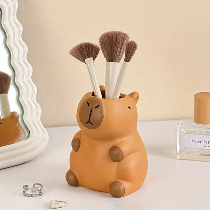 Cute Capybara Pen Holder — Makeup Brush Organizer and Desk Decor, Creative Storage for Office and Home