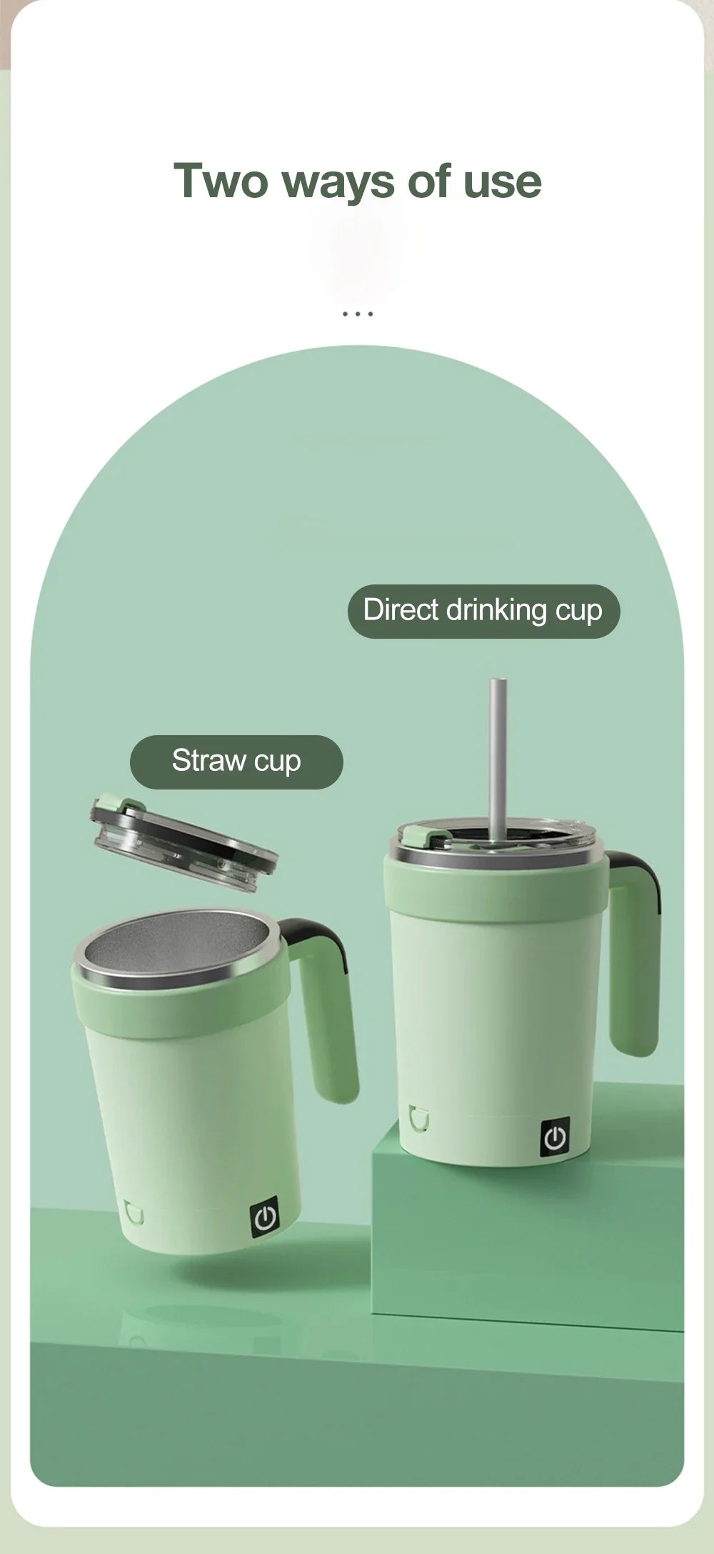 Automatic Rechargeable Electric Coffee Cup Stirrer – Stainless Steel Magnetic Self-Stirring Mug with Detachable Base