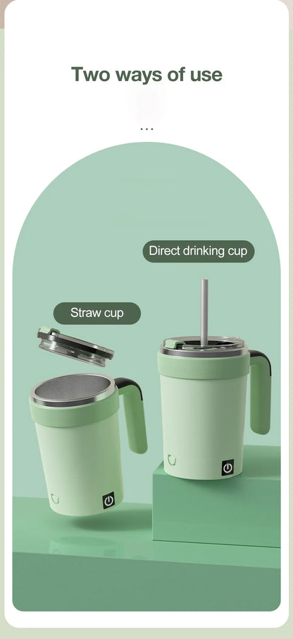 Automatic Rechargeable Electric Coffee Cup Stirrer – Stainless Steel Magnetic Self-Stirring Mug with Detachable Base