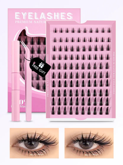 GROINNEYA Eyelash Clusters Kit – DIY Lash Extension with Bond & Seal, Waterproof Strong Hold & Tweezers