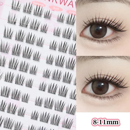 Large Capacity Girls’ Glue-Free False Eyelashes – Natural Wispy Reusable Bottom & Top Lashes, Easy Apply