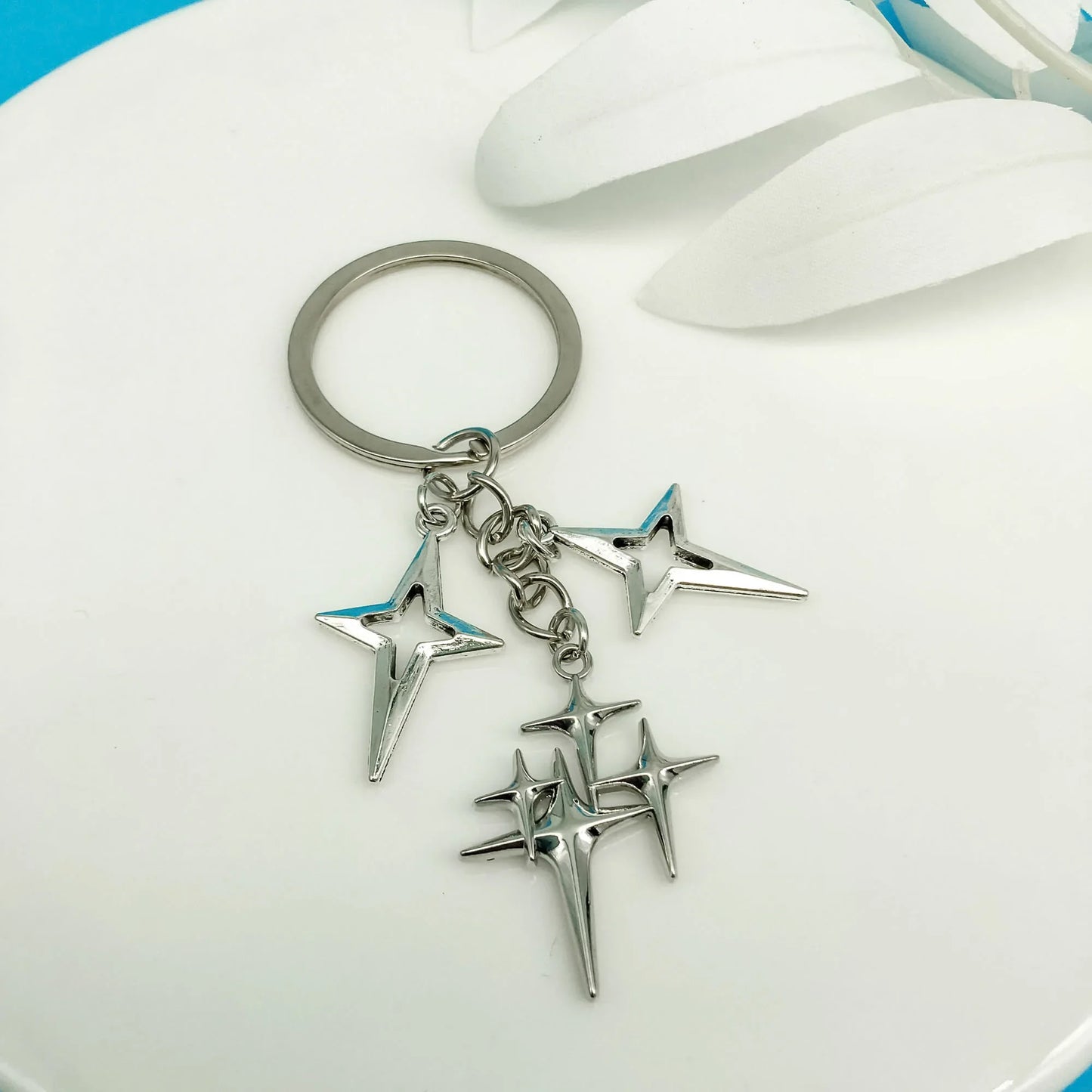 Y2K Punk Four-Pointed Star Keychain – Alloy Fashion Key Ring Bag & Backpack Charm for Women & Girls Gift Accessories