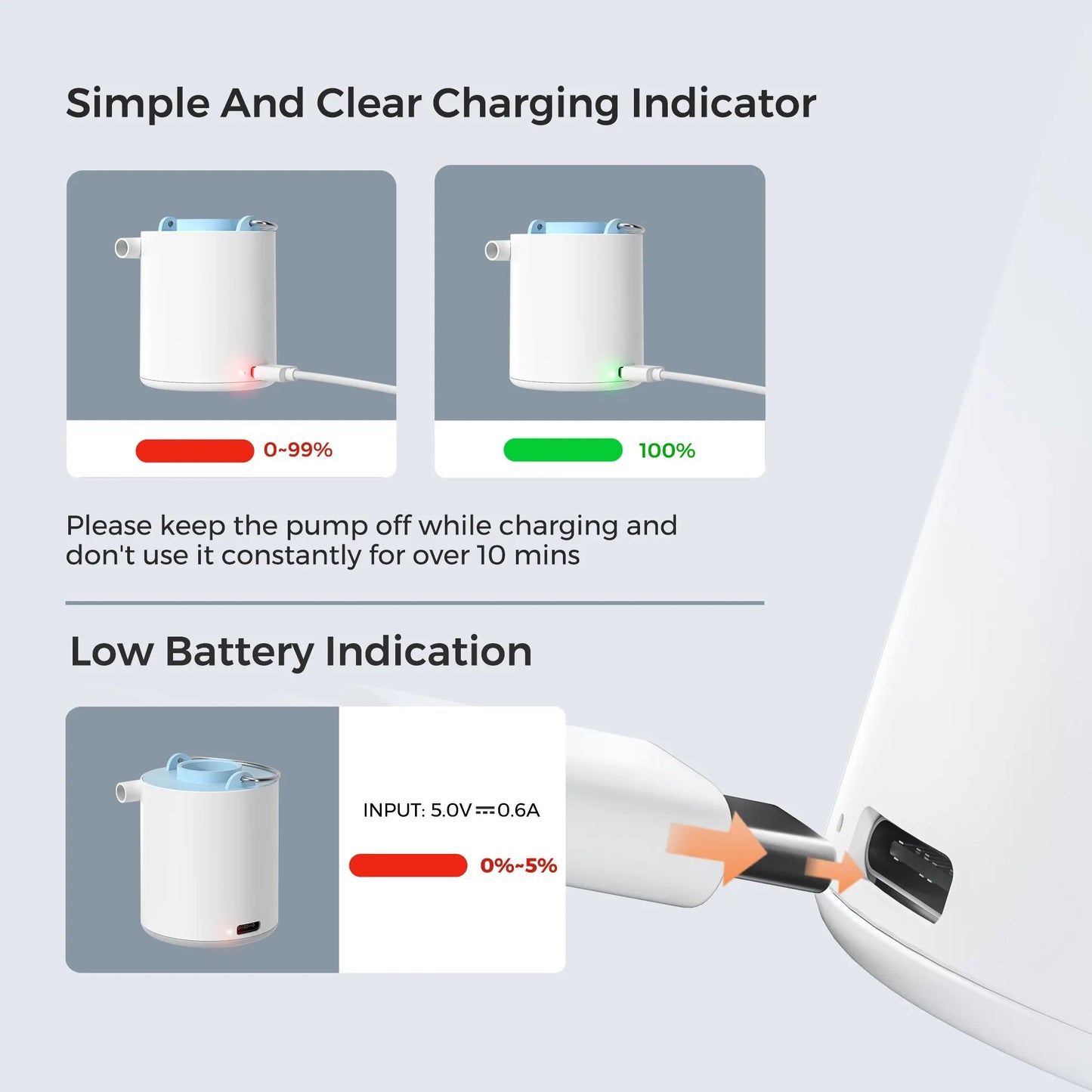 FLEXTAILGEAR Tiny Pump X – Portable Rechargeable Camping Air Pump with 1300mAh Battery for Pool Floats, Air Mattresses & Vacuum Bags