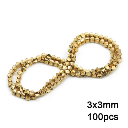 3A+ Retention Color Hematite Beads – Star & Heart Shapes, Gold-Plated Natural Stones for DIY Jewelry & Bracelets