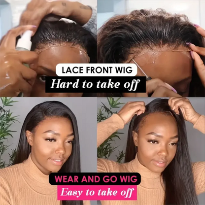 Kinky Straight Human Hair Wig – 13x4 Lace Front, Pre-Plucked Yaki Straight Brazilian Wig