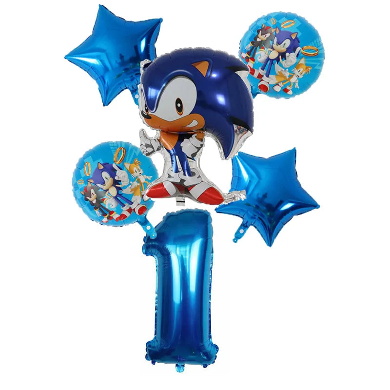 Sonic Cartoon Party Supplies Set – Disposable Tableware with Plates, Cups, Napkins & Balloons for Boys’ Birthday & Baby Shower Decor