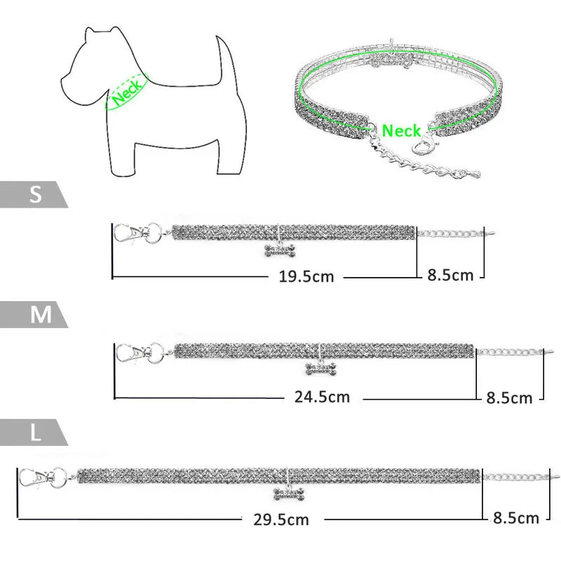 Adjustable Crystal Rhinestone Pet Necklace Collar – Luxury Fashion Dog & Cat Pendant Jewelry Accessories for Puppies & Pets