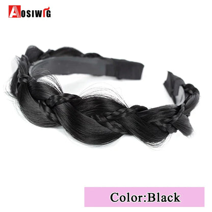 Synthetic Fishbone Braided Headband – Bohemian Plaited Hairpiece for Women Hairstyling