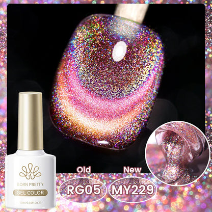 BORN PRETTY Cat Magnetic Gel Nail Polish 117 Colors 10ml Full Coverage Semi-Permanent Soak-Off Nail Varnish for Salon Manicure Glitter Cat Eye Nails