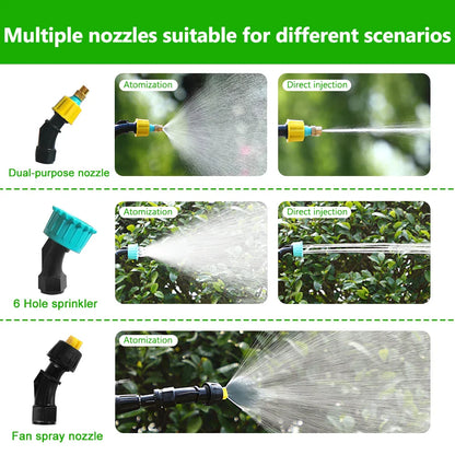 Portable Electric Gardening Sprayer - USB Rechargeable Irrigation Tool with Telescopic Handle and 3 Nozzles for Yard Plants (2400mAh)