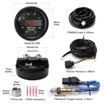 CNSPEED Car O2 Air Fuel Ratio Gauge Kit – EM 30-0300 X-Series Wideband LSU 4.9 Oxygen Sensor for Car