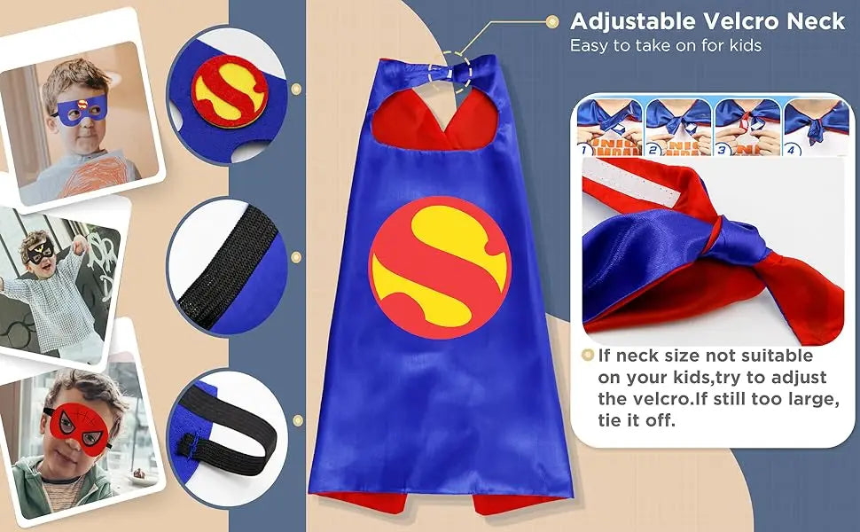 Superhero Capes for Boys & Girls – Cartoon Dress-Up Costume Cloak for Birthday, Halloween & Easter Party
