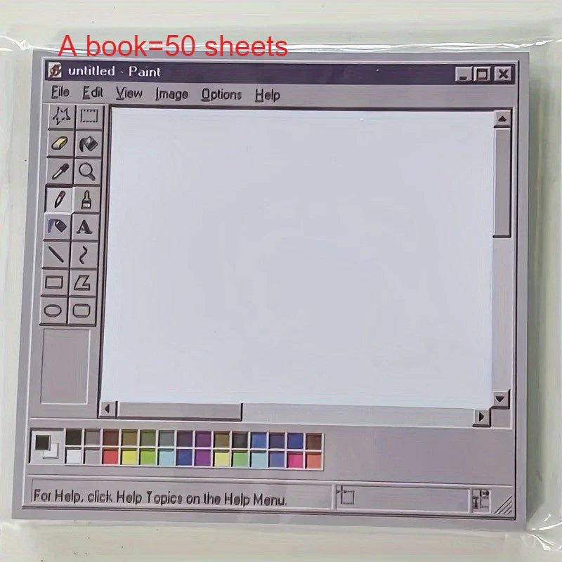 Vintage Computer-Themed Sticky Notes – 50 Sheets Durable Adhesive Notes for Artists & Office Use