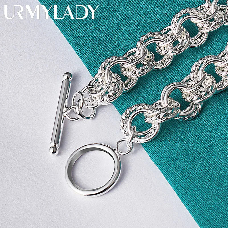 925 Sterling Silver Circle Bracelet – Elegant Fashion Jewelry for Wedding & Party, High-Quality Factory Price