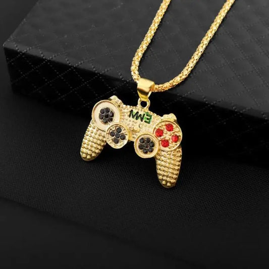 RAKOL Trendy Gamepad Lightning Stainless Steel Necklace for Women & Men, Gold Color Metal Pendant for Party & Everyday Jewelry