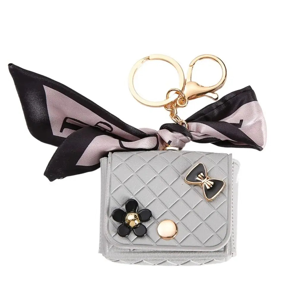 25cm Leather Earphone Storage Bag - Mini Keychain Pendant Bluetooth Headset Case Cover