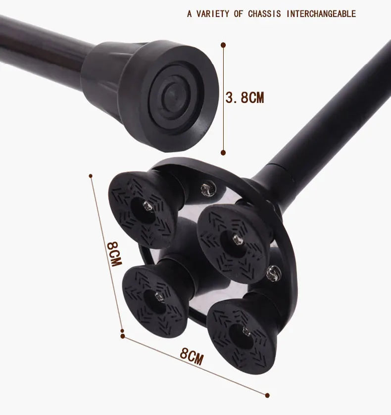 Non-Slip Retractable Walking Cane for Elderly – Aluminum Alloy Multifunctional Stick with LED Light for Seniors