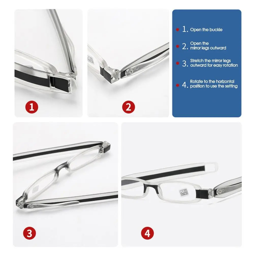 Folding Ultra-Light Resin Reading Glasses for Men and Women – 360 Degree Rotation Fashion Eyeglasses for Office & Computer Use | Presbyopia Glasses