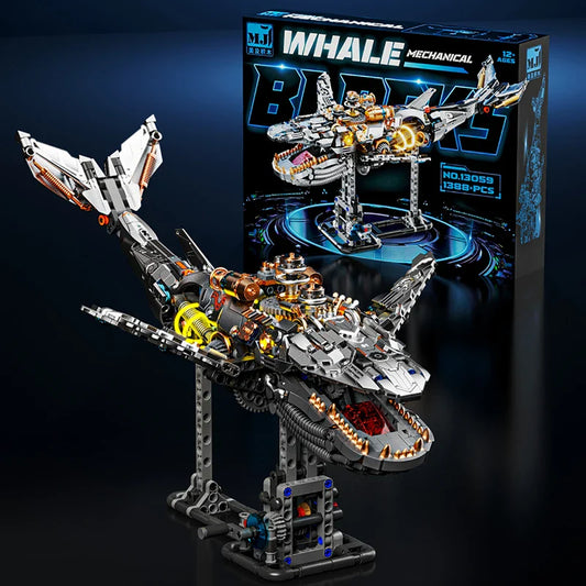 1388+ PCS Mechanical Whale Building Blocks – STEM Sea Life Model with Lights for Kids & Children’s Gifts