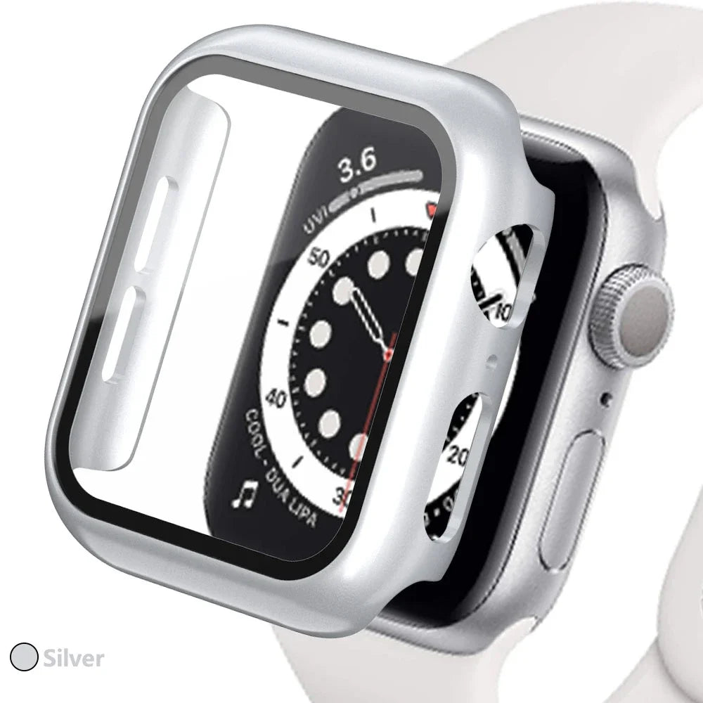 Tempered Glass Screen Protector Case for Apple Watch - Series 8 7 6 SE 5 4 3 Protective Cover Accessories 41mm 40mm 44mm 45mm 42mm
