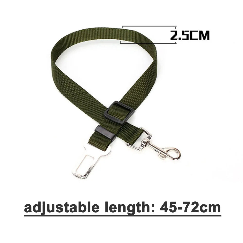 Adjustable Dog Car Seat Belt Harness – Nylon Reflective Elastic Safety Strap with Cushioning for Pet Travel