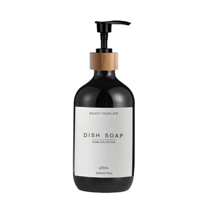 Kitchen Sink Soap Dispenser Bottle with Waterproof Labels – Refillable Dish Pump for Countertop