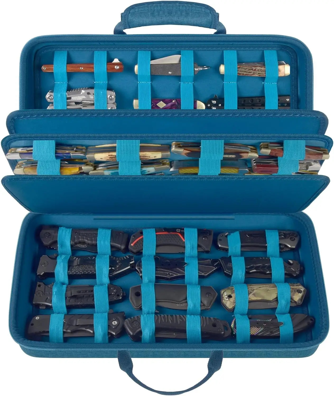 Knife Display Case – Storage Box for 64+ Pocket & Folding Knives, Butterfly Knife Organizer Holder for Collection
