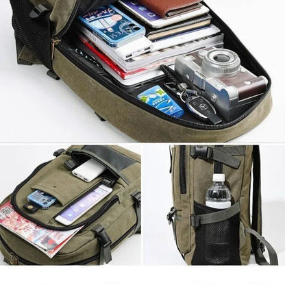 2023 Mountaineering Backpack for Men – Canvas Large Capacity Bag for High School, Outdoor Travel, Camping and Computers